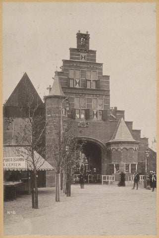 Replica of a city gate during the World's Fair for the Hotel and Travel Industry on the Museumplein in 1895, Guy de Coral & Co., 1895 Canvas Print