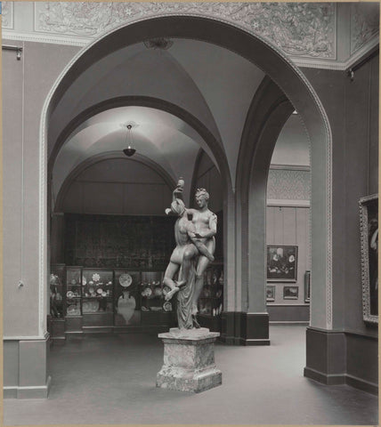 Room with paintings, ceramics, a sculpture on a pedestal and a passage, c. 1938 Canvas Print