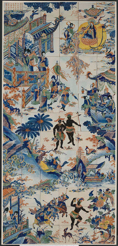 Tile panel with a Chinese landscape, anonymous, c. 1700 Canvas Print