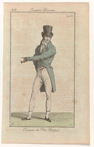 Journal des Dames et des Modes, Costume Parisien, 30 September 1808, (923): Costume de Vill (...), Pierre Charles Baquoy, 1808 Canvas Print