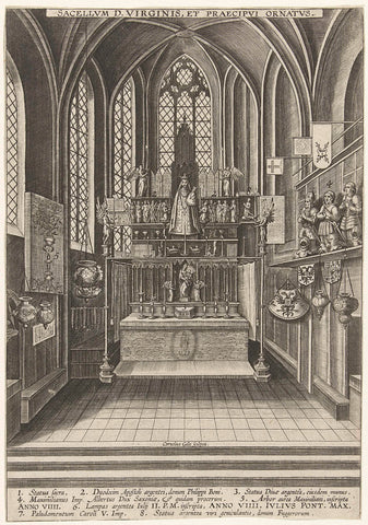 Interior of a chapel, dedicated to the Virgin Mary, Cornelis Galle (II), 1610 - 1678 Canvas Print