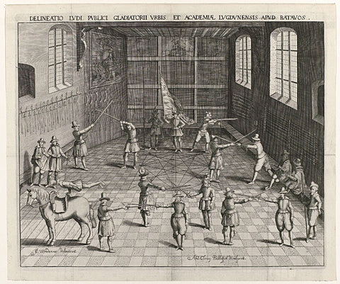 Fencing school of the University of Leiden, Willem Isaacsz. of Swanenburg, 1610 Canvas Print