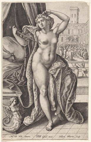 Death of Lucretia, Hieronymus Wierix, 1563 - before 1600 Canvas Print