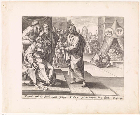 Jozef explains the dreams of Pharaoh, Hans Collaert (I) (attributed to), 1585 - 1595 Canvas Print