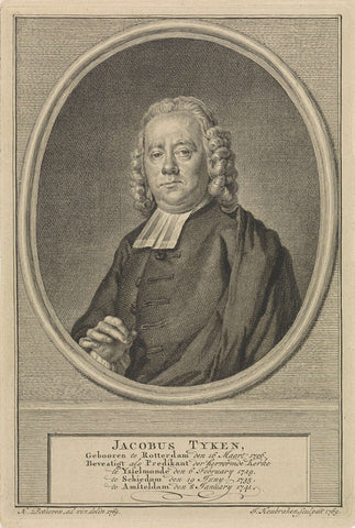 Portrait of Jacobus Tijken, Jacob Houbraken, 1769 Canvas Print