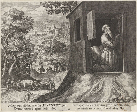 Saint Auxentius as a hermit, Johann Sadeler (I), 1600 Canvas Print