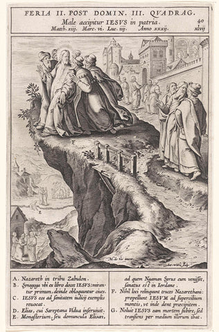 Inhabitants of Nazareth drive Christ out of the city, Antonie Wierix (II), 1593 Canvas Print