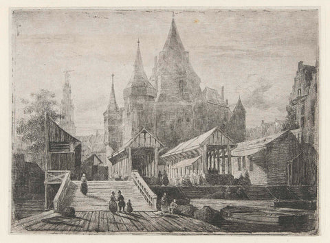 View of the Nieuwmarkt in Amsterdam, Lambertus Hardenberg (1822-1900), in or before 1849 Canvas Print