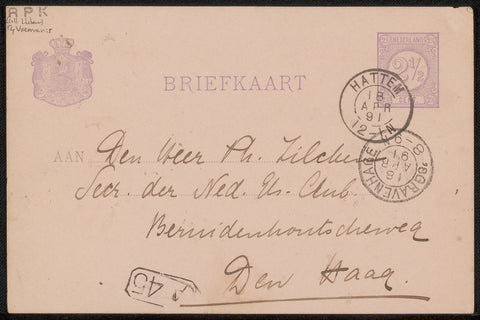 Postcard to Philip Zilcken, Jan Voerman (1857-1941), 1891 Canvas Print