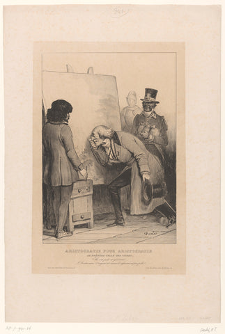 Old aristocrat looks at the painting of an artist, Nicolas Toussaint Charlet, 1840 Canvas Print