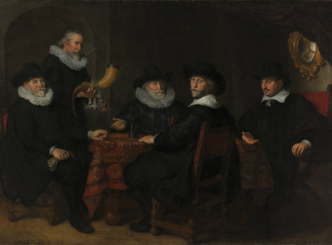 Four Governors of the Arquebusiers' Civic Guard, Amsterdam, 1642., Govert Flinck, 1642 Canvas Print