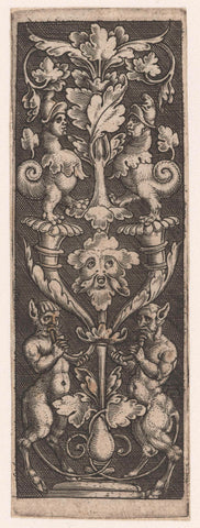 Ornament with two satyrs, Monogrammist AC (16th century), 1520 - 1562 Canvas Print