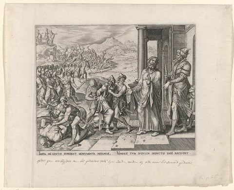 Massacre of the priests of Baal, Philips Galle, 1567 Canvas Print