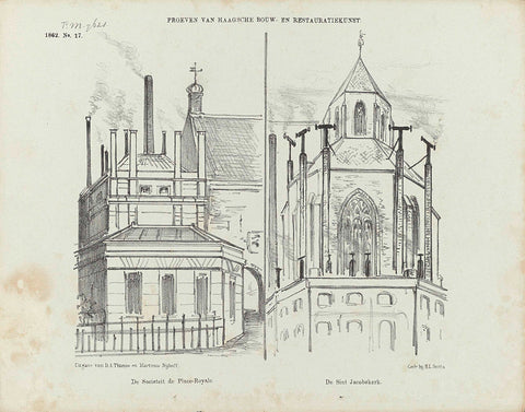 Cartoon on recent restorations in The Hague, 1862, Johan Michaël Schmidt Crans, 1862 Canvas Print