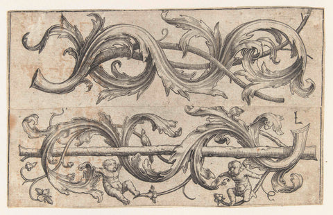 Two ornamental tendrils, Lucas van Leyden, 1507 - 1511 Canvas Print