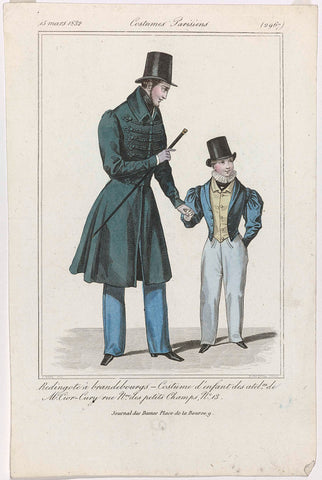 Journal des Dames et des Modes, Costumes Parisiens, 15 March 1832, (2967): Redingote à brandebourgs (...), Jean Denis Nargeot, 1832 Canvas Print