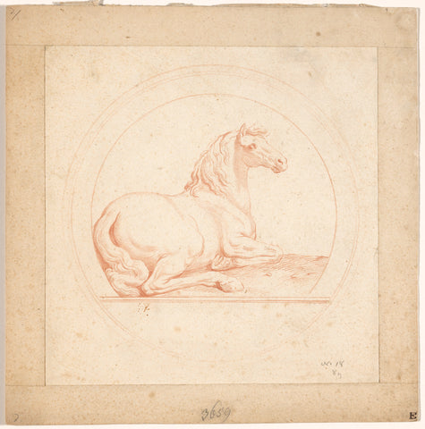 Re landscape horse, design for a medal, Edme Bouchardon, 1755 Canvas Print