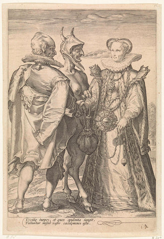 Marriage from wealth by the devil concluded, Jan Saenredam, 1575 - 1607 Canvas Print