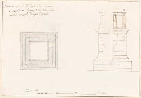 Map and rebellion of tomb monument of Theron near Hercules temple in ancient Agrigento, Louis Mayer, 1778 Canvas Print