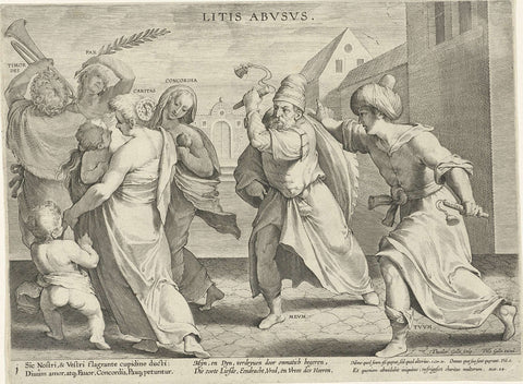 Selfishness threatens the virtues, Theodoor Galle, c. 1593 - c. 1597 Canvas Print