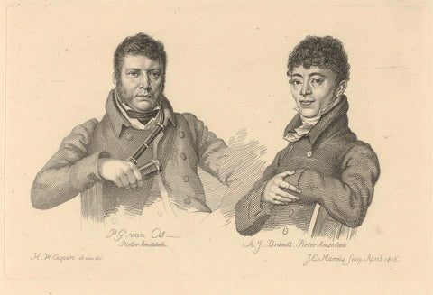 Portraits of Pieter Gerardus van Os and Albertus Jonas Brandt, Jacob Ernst Marcus, 1816 Canvas Print