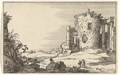 Ruin of a temple surrounded by columns, Willem van Nieulandt (II), 1618 Canvas Print