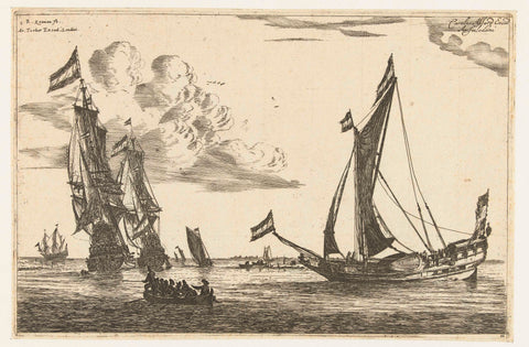 Two warships and a yacht, Reinier Nooms, 1650 - before 1705 Canvas Print