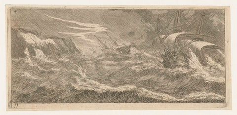 Sailing ships in a seastorm, Reinier Nooms, 1651 - 1652 Canvas Print