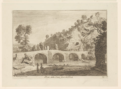 Landscape with Ponte della Coria near Tivoli, Adrien Manglard, 1754 Canvas Print