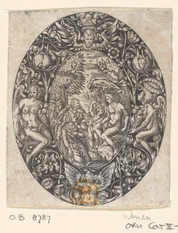 Oval with Venus and Amor, Abraham van den Hecken (attributed to), c. 1610 Canvas Print