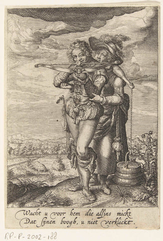 Sagittarius and milkmaid, anonymous, after c. 1608 Canvas Print