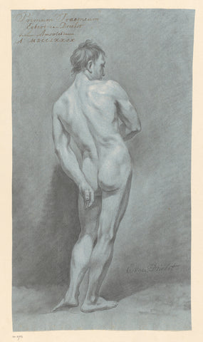 Standing male nude, seen on the back (1st prize 1779), Egbert van Drielst, 1779 Canvas Print