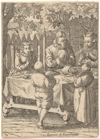 Gebed voor de maaltijd, Claes Jansz. Visscher (II), 1608 - 1610 Canvas Print