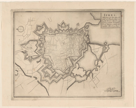 Map of Ypres, anonymous, 1690 - 1702 Canvas Print