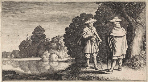 Two Pilgrims at a Pond, Jan van de Velde (II), 1603 - 1641 Canvas Print