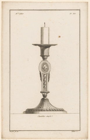 Candlestick with floral pattern, Jean Pelletier, 1772 - 1779 Canvas Print