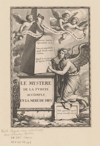 Obelisk with angel and inscription, Abraham Bosse (attributed to), Claude Mellan, 1612 - 1676 Canvas Print