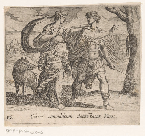 Circe turns Picus into a bird, Antonio Tempesta, 1606 - 1638 Canvas Print