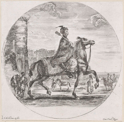 Polish man on horseback, Stefano della Bella, 1620 - 1664 Canvas Print