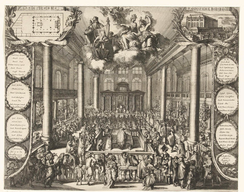 Interior of the Portuguese Synagogue in Amsterdam during the inauguration, 1675, Romeyn de Hooghe, 1675 Canvas Print