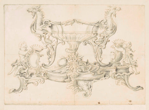 Design for a silver centrepiece, Claude Ballin (II) (workshop of), c. 1745 - c. 1747 Canvas Print