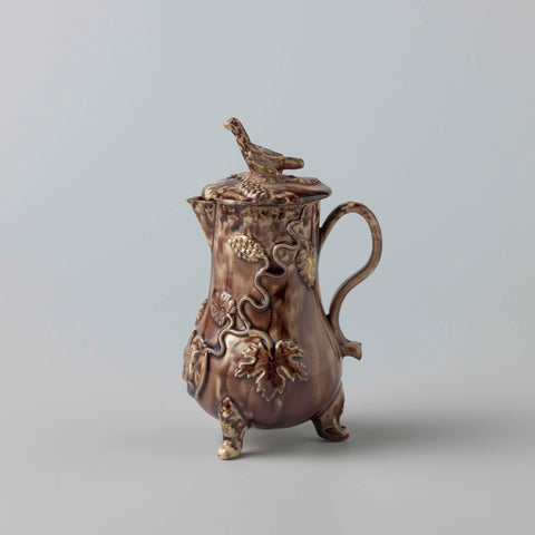 Milk jug with lid made of hard-baked earthenware; Staffordshire., anonymous, c. 1750 Canvas Print