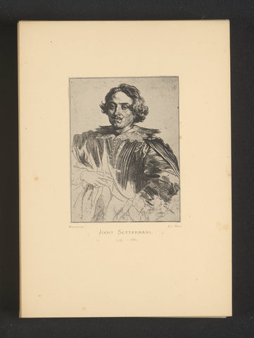 Reproduction of an engraving of a portrait of Justus Sustermans by Anthony van Dyck, Joseph Maes, c. 1872 - in or before 1877 Canvas Print