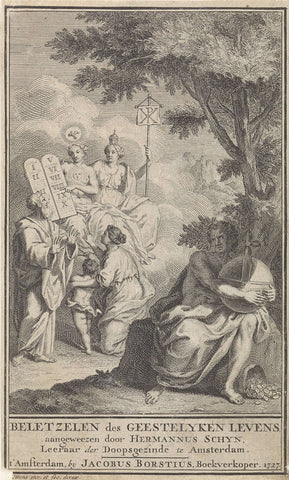 Faith, Hope and Love with Moses, Frederik Ottens, 1727 Canvas Print