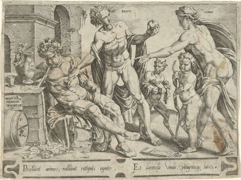 Wine and lust take possession of the heart of the drunk, Dirck Volckertsz. Coornhert, 1551 Canvas Print