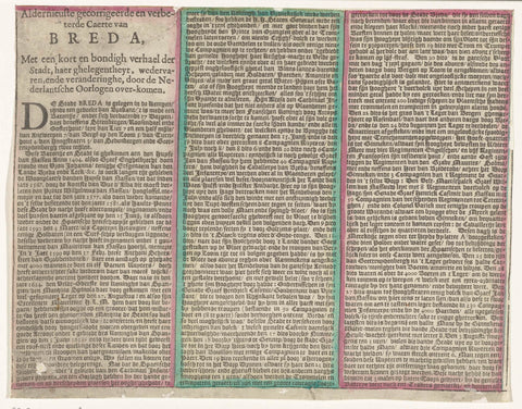 Text sheet accompanying the map of the siege of Breda (left half), 1637, Claes Jansz. Visscher (II), 1637 Canvas Print