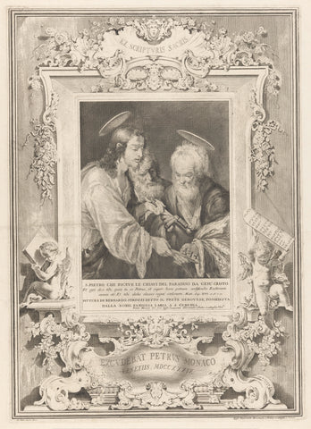 Petrus receives the keys of Christ, Pietro Monaco, 1717 - 1763 Canvas Print