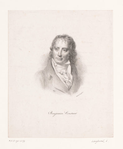 Portrait of Benjamin Constant, anonymous, Pierre Langlumé, 1820 - 1830 Canvas Print