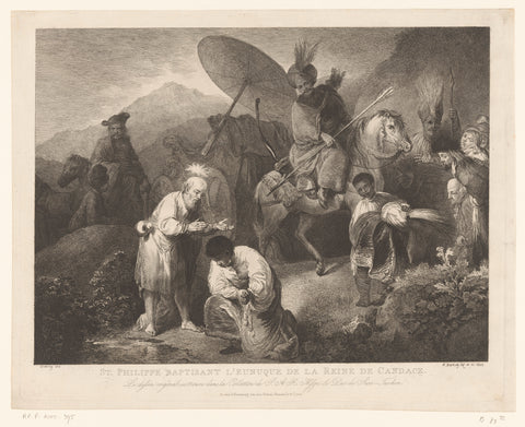 The baptism of the chamberling by Philippus, Adam von Bartsch, 1805 Canvas Print