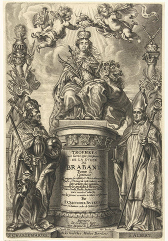 De getroonde Brabantia, met Karel de Grote en H. Albert van Leuven, Mattheus Borrekens, 1641 Canvas Print